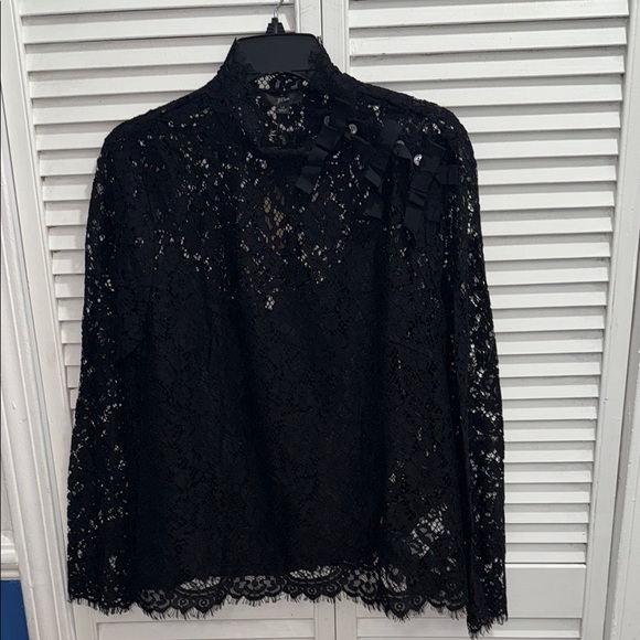 J. Crew Tops - J. Crew Elegant Black Lace Top with Bow Accents